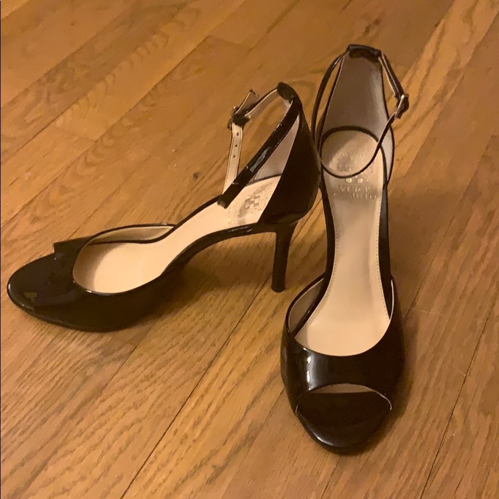 Vince Camuto Black Patent Leather Heeled Sandals